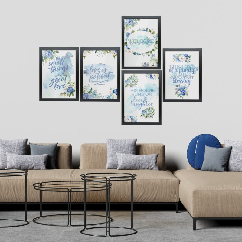 Home Wall Art Collection - Blue Hydrangeas - Black Framed Wall Art - Unique Prints