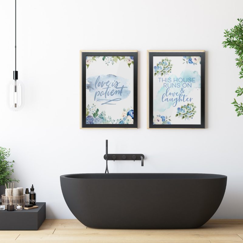 Home Wall Art Collection - Blue Hydrangeas - Black Framed Wall Art - Unique Prints