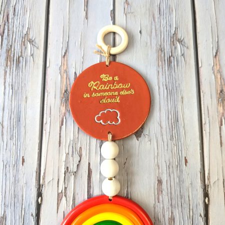 Rainbow and quote wall hanging