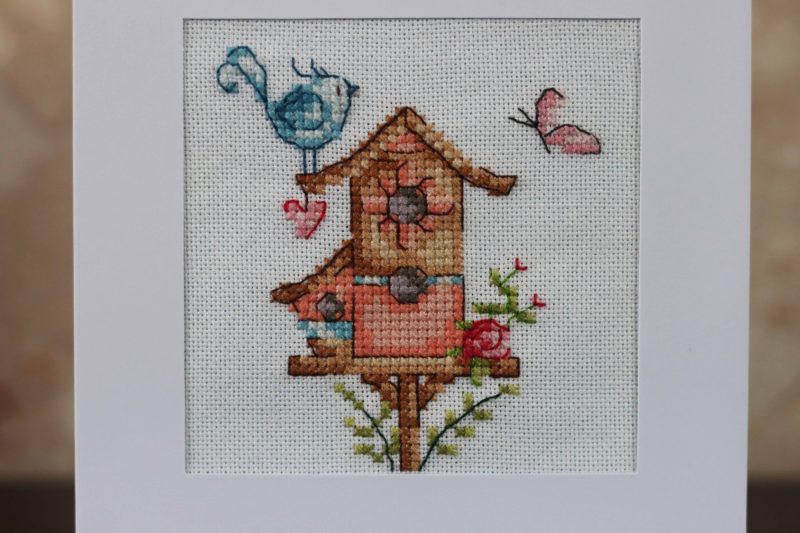 Bird House....A Cross stitched greetings card for all occasions and perfect for everyone