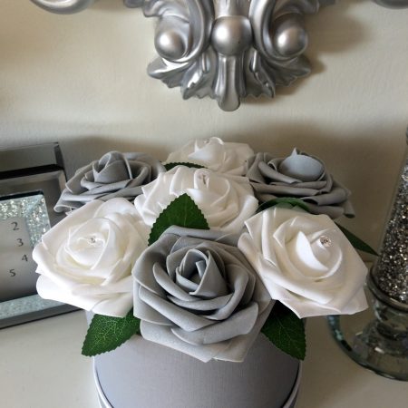 Artificial flower hat box, Roses in hat box, Home decor, Artificial Flower Gift