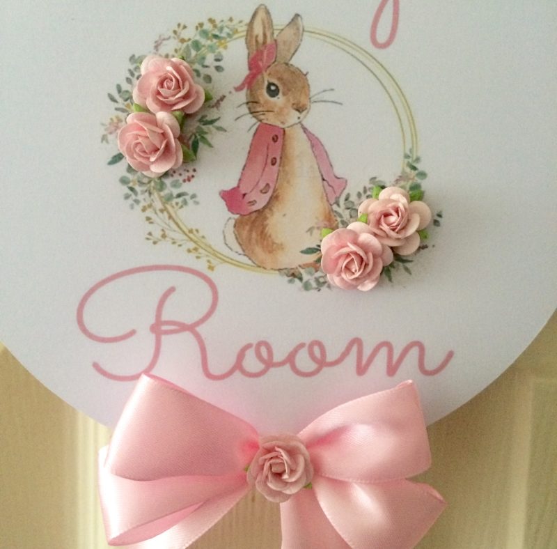 Handmade Personalised Door Sign, Rabbit Nursery Door Sign, New Baby Room Decor