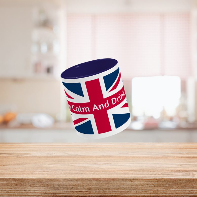 'Keep Calm And Drink Tea' Union Jack Mug – Unique Gift – 11oz Two Toned Ceramic Tea/Coffe Mug