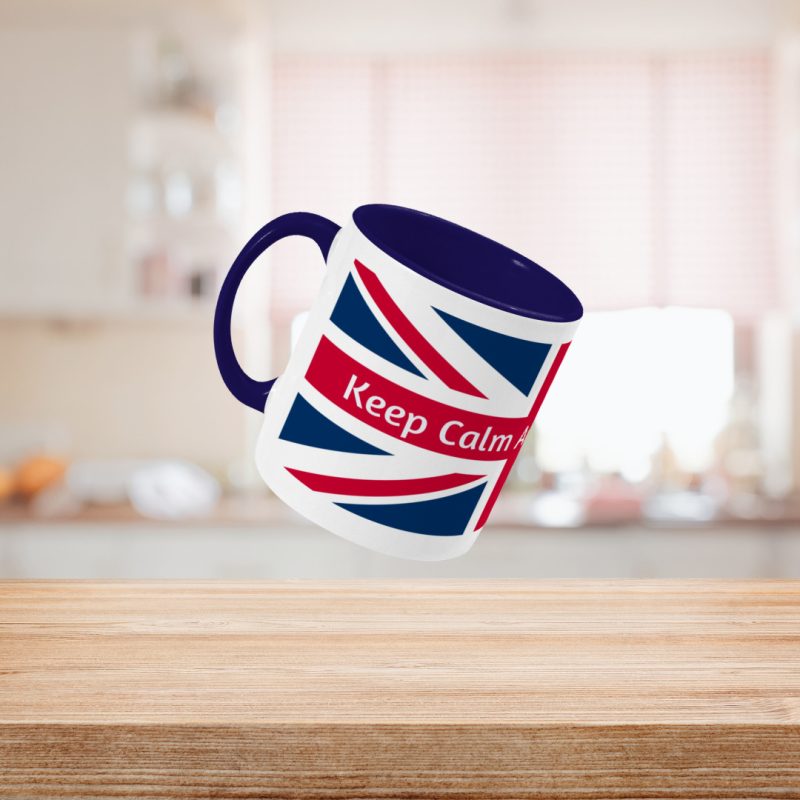 'Keep Calm And Drink Tea' Union Jack Mug – Unique Gift – 11oz Two Toned Ceramic Tea/Coffe Mug