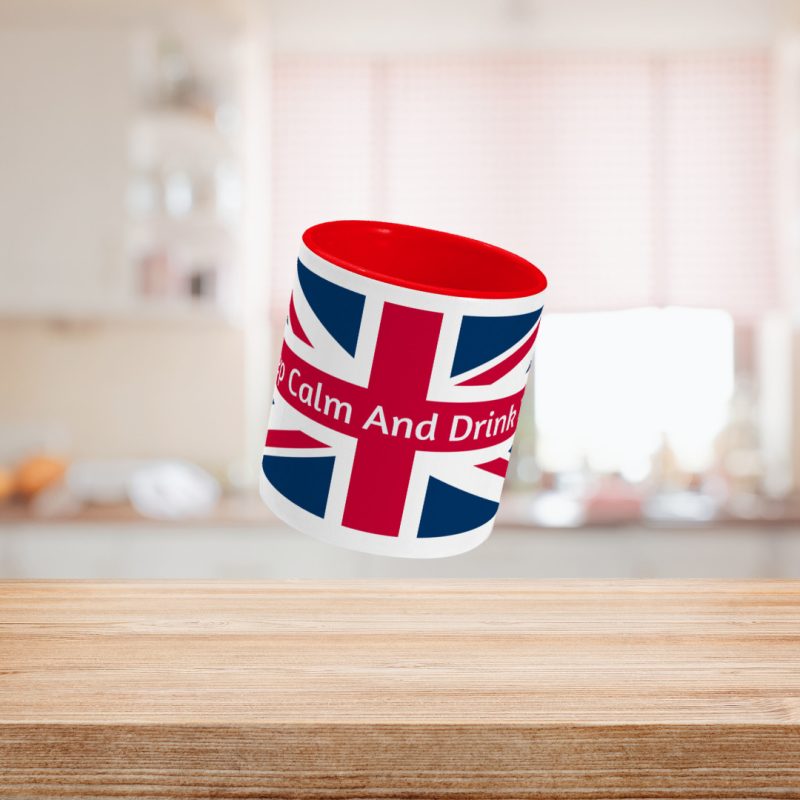 'Keep Calm And Drink Tea' Union Jack Mug – Unique Gift – 11oz Two Toned Ceramic Tea/Coffe Mug