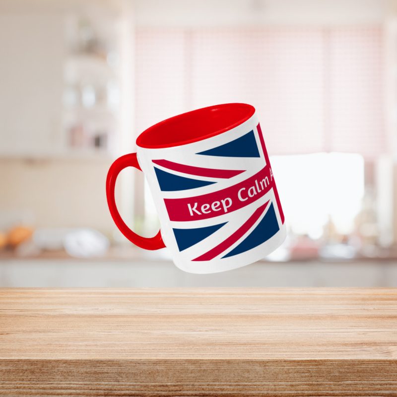 'Keep Calm And Drink Tea' Union Jack Mug – Unique Gift – 11oz Two Toned Ceramic Tea/Coffe Mug