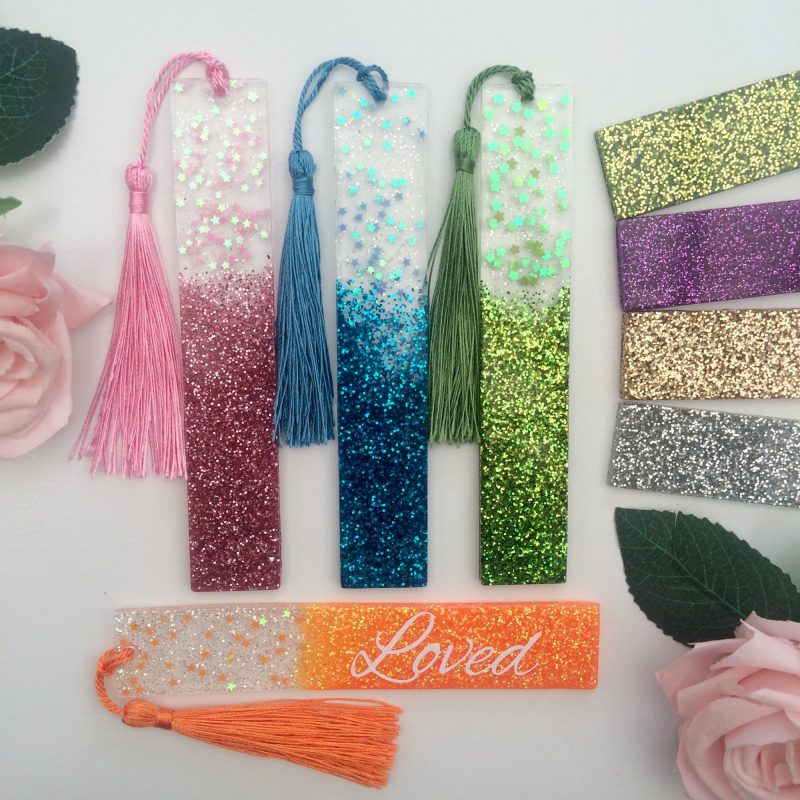 Personalised resin stars bookmark, resin glitter bookmark, resin bookmark gift, book lover gift,