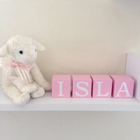 Handpainted wood baby name blocks, various colours, 3 sizes available