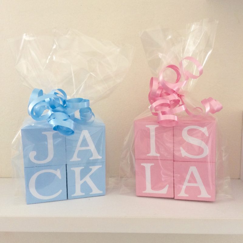 Handpainted wood baby name blocks, various colours, 3 sizes available