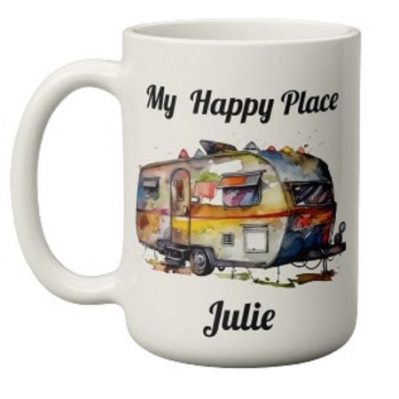 Personalised My Happy Place Caravan Mug