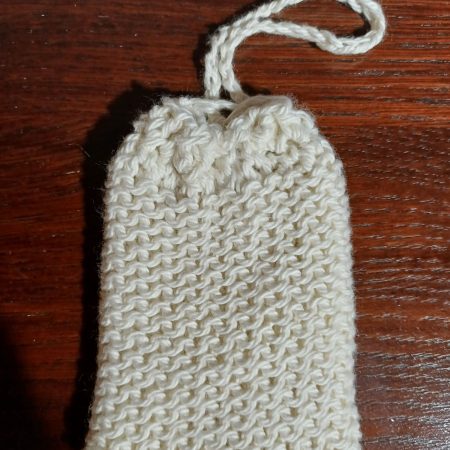 100% Cotton Cream Knit and Crochet Soap Bag