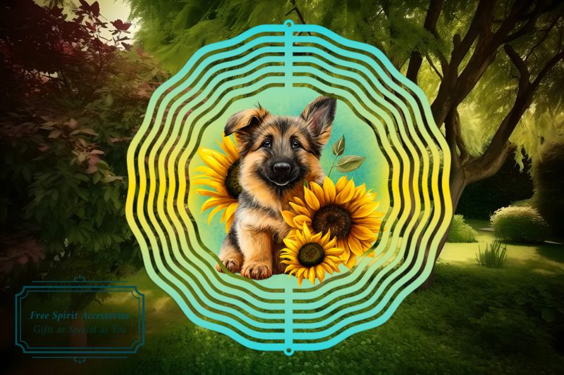 Beautiful Puppies Colourful 8" Wind Spinner