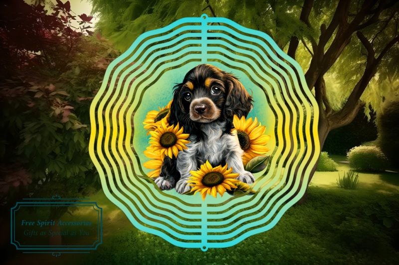 Beautiful Puppies Colourful 8" Wind Spinner