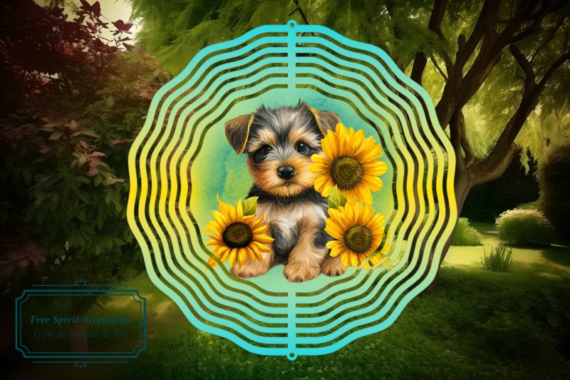 Beautiful Puppies Colourful 8" Wind Spinner
