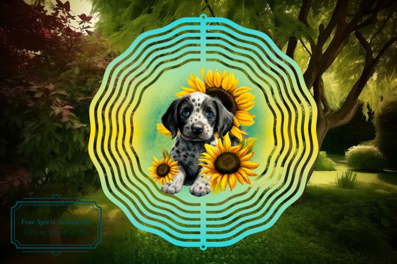 Beautiful Puppies Colourful 8" Wind Spinner