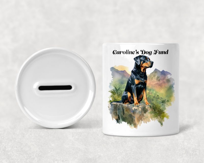 Personalised Rottweiler Dog Money Box