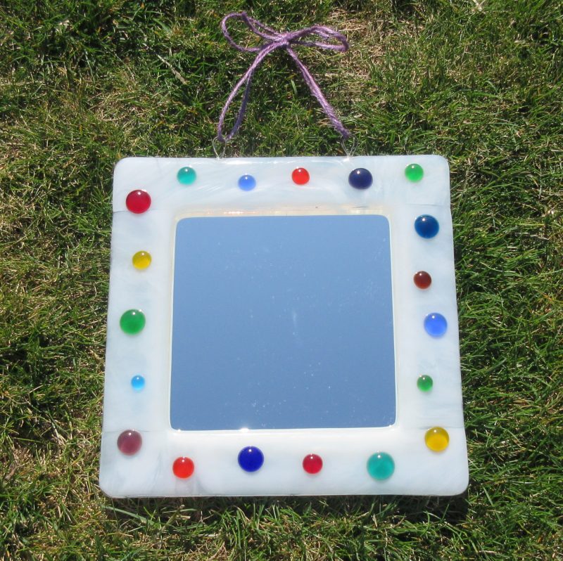 Colourful Dotty Fused Glass Mirror