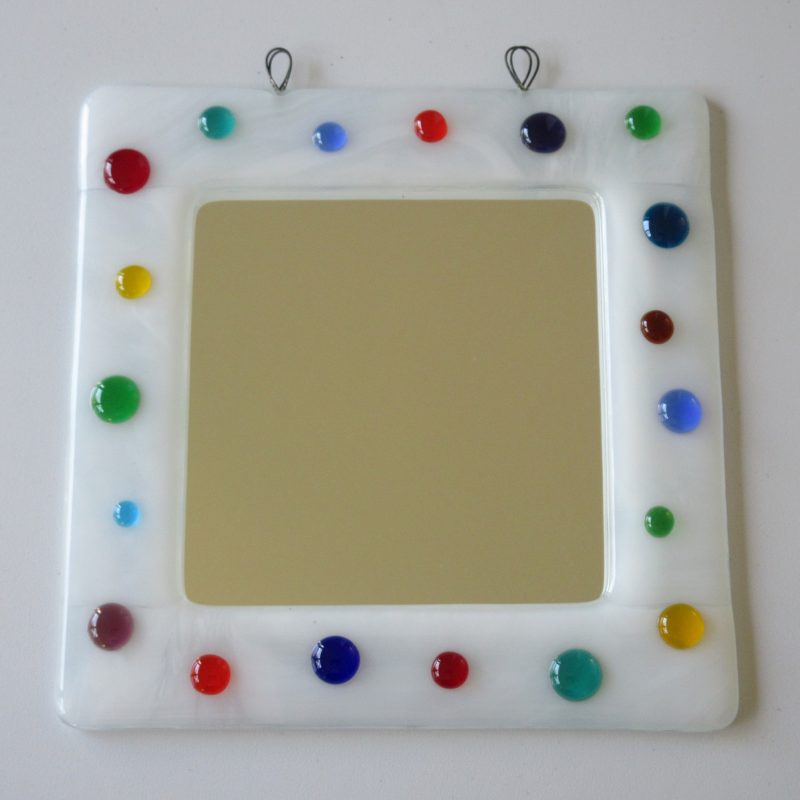 Colourful Dotty Fused Glass Mirror