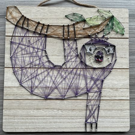 String Art - Purple Sloth with glasses