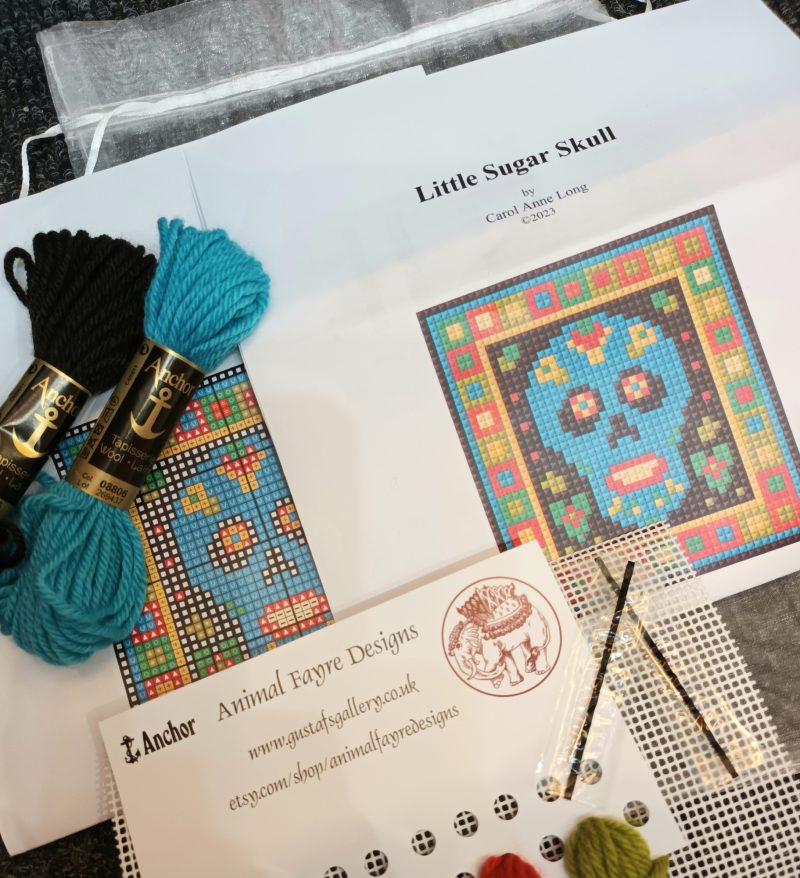 Sugar Skull Tapestry Kit, Beginners, Counted Cross-stitch Kit