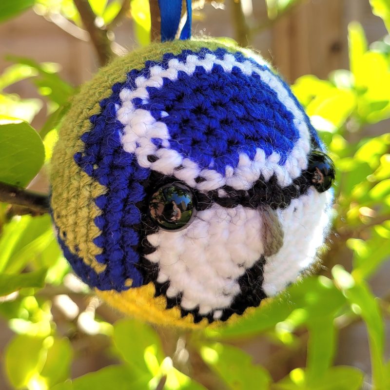 Blue Tit crocheted tree decoration - ready to ship