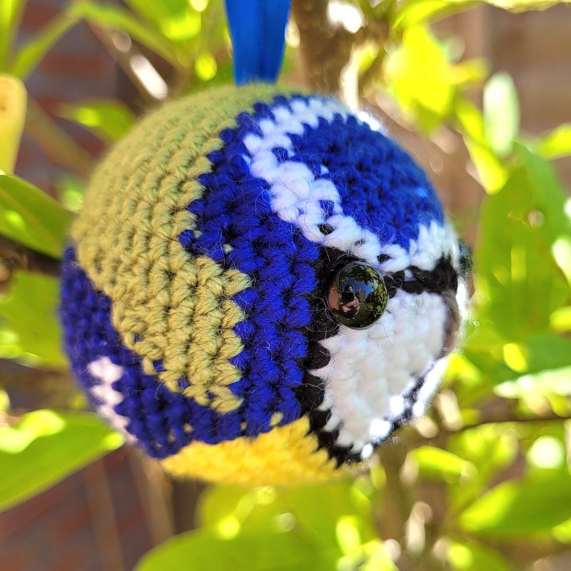 Blue Tit crocheted tree decoration - ready to ship
