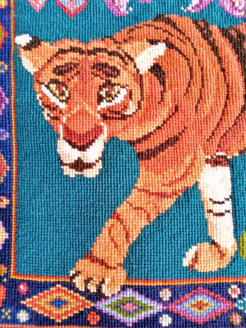 Tiger Tapestry Kit, Wall-hanging, Stool, Counted Cross-stitch, Jungle, Animal, Cushion, Picture