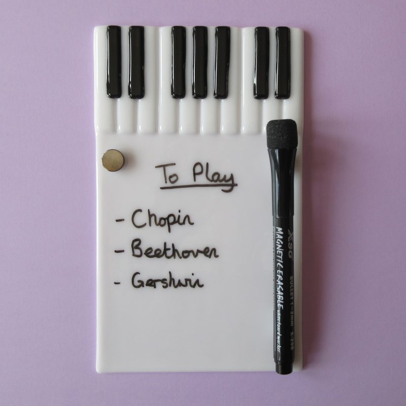Fused Glass Mini Whiteboard, Cat or Piano design - made to order