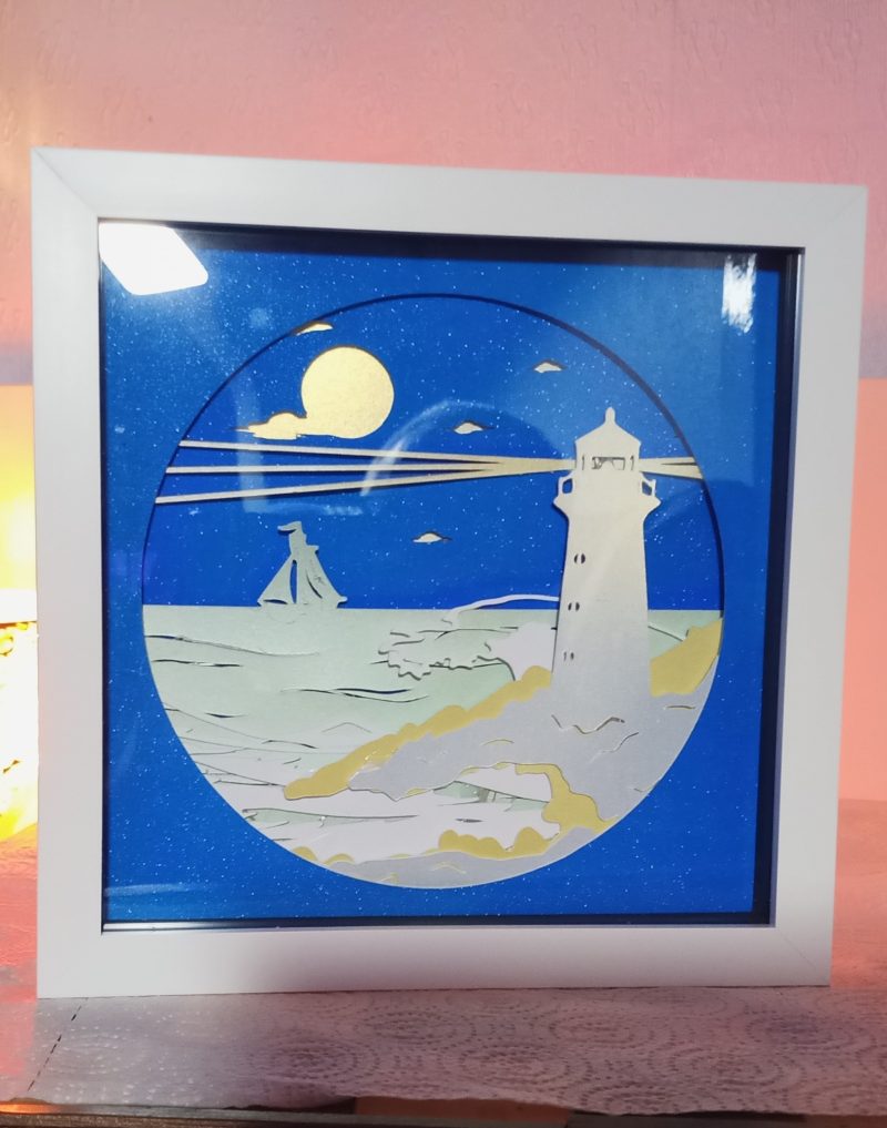 3D Wall art, Lighthouse Marine Scene, Night Light, Light Box, wall decor