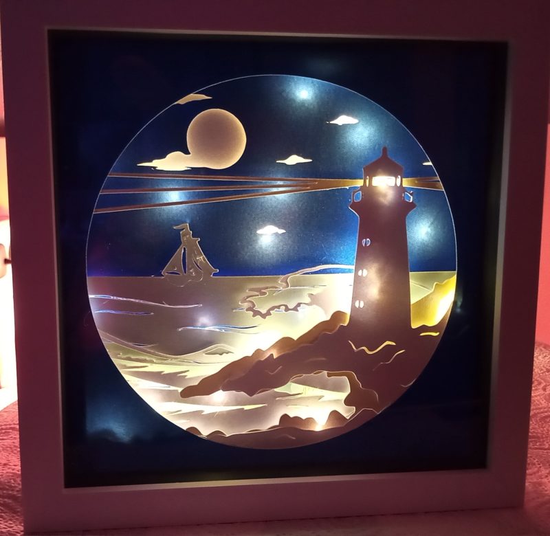 3D Wall art, Lighthouse Marine Scene, Night Light, Light Box, wall decor
