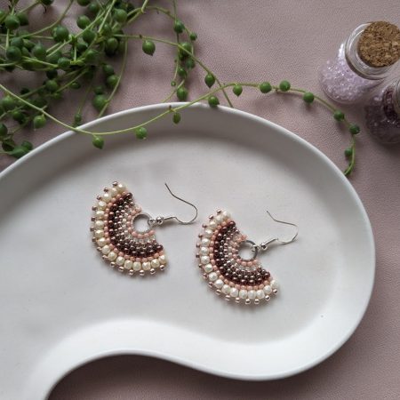 Fan Earrings - stunning handwoven dangle seed bead / beaded earrings - Ballet