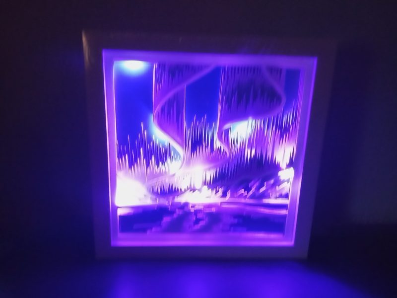 3D Northern Lights Nightlight, wall art, handmade to order, in choice of light colours