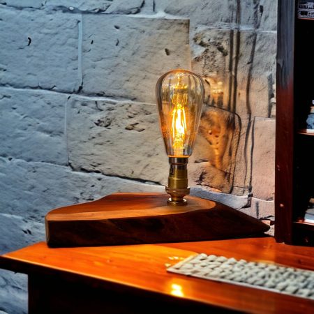 Rustic desk lamp with vintage LED bulb