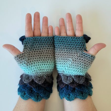 One Of A Kind hand crocheted OWL fingerless gloves - Small / Med - Sky Blue