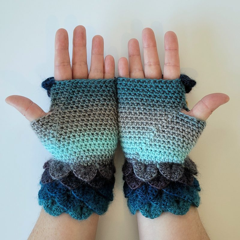 One Of A Kind hand crocheted OWL fingerless gloves - Small / Med - Sky Blue