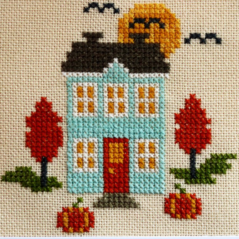 Autumn House....A Cross stitch greetings card for all occasions and perfect for everyone