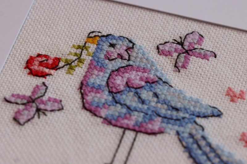 Love Bird....A Cross stitched greetings card for all occasions and perfect for everyone