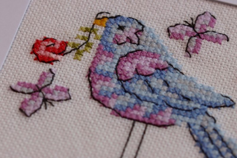 Love Bird....A Cross stitched greetings card for all occasions and perfect for everyone