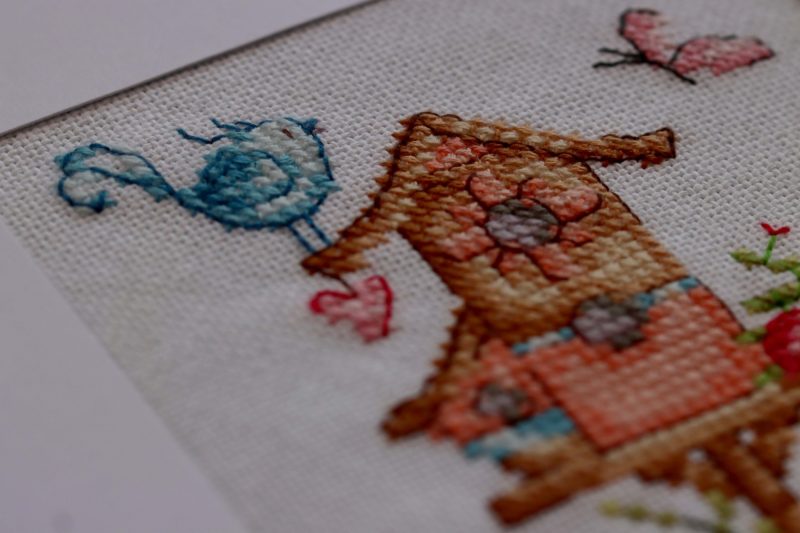 Bird House....A Cross stitched greetings card for all occasions and perfect for everyone