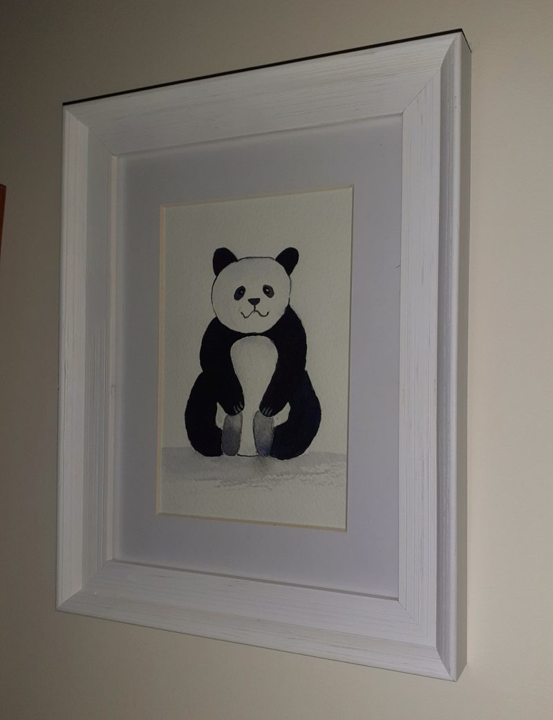 Panda original framed watercolour painting for children/nursery