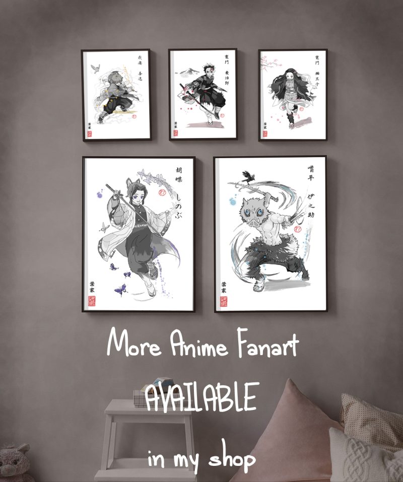 Akame (Akame ga Kill!) | Fanart Posters | Sumi-e Japanese Ink brush | living room bed gift
