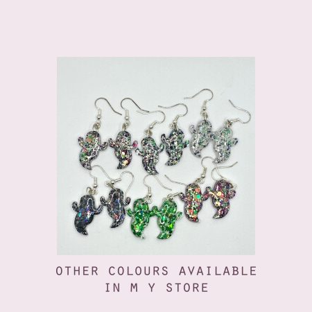 Cute Ghost Earrings | Purple Glitter mix Halloween