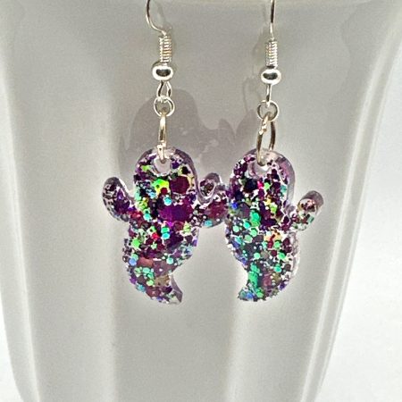 Cute Ghost Earrings | Purple Glitter mix Halloween
