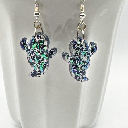 Cute Ghost Earrings | Blue Glitter mix Halloween earrings