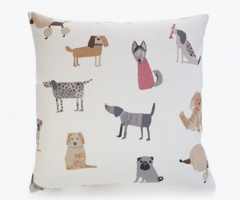 Cushion or cover with dogs, concealed zip, Same print is on both sides. 18in pad