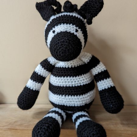 Lovely Crochet Zebra made with double knit.