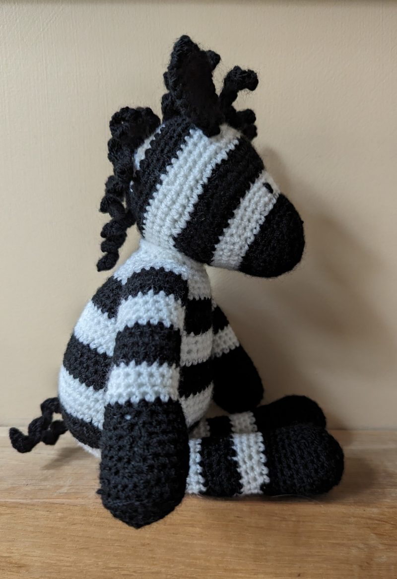 Lovely Crochet Zebra made with double knit.