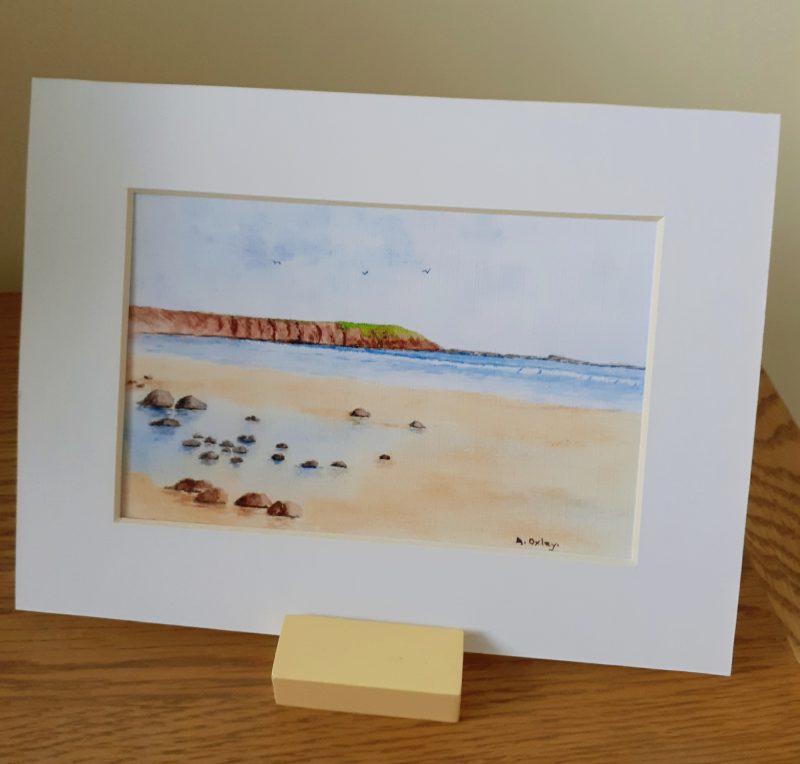 Filey Brigg. Print from an original landscape watercolour painting. Framed Filey print