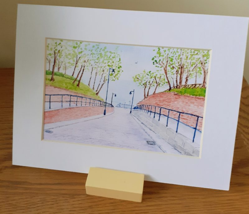 Filey, Cargate Hill print from original landscape watercolour painting. Framed Filey Print