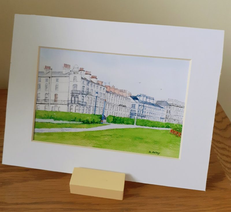 Filey, Cresent is a print from an original landscape watercolour. Framed or unframed Filey print